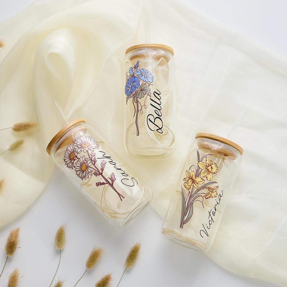 Custom Birth Flower Glass Can  - đánh giá và giá Coffee Equipment Names